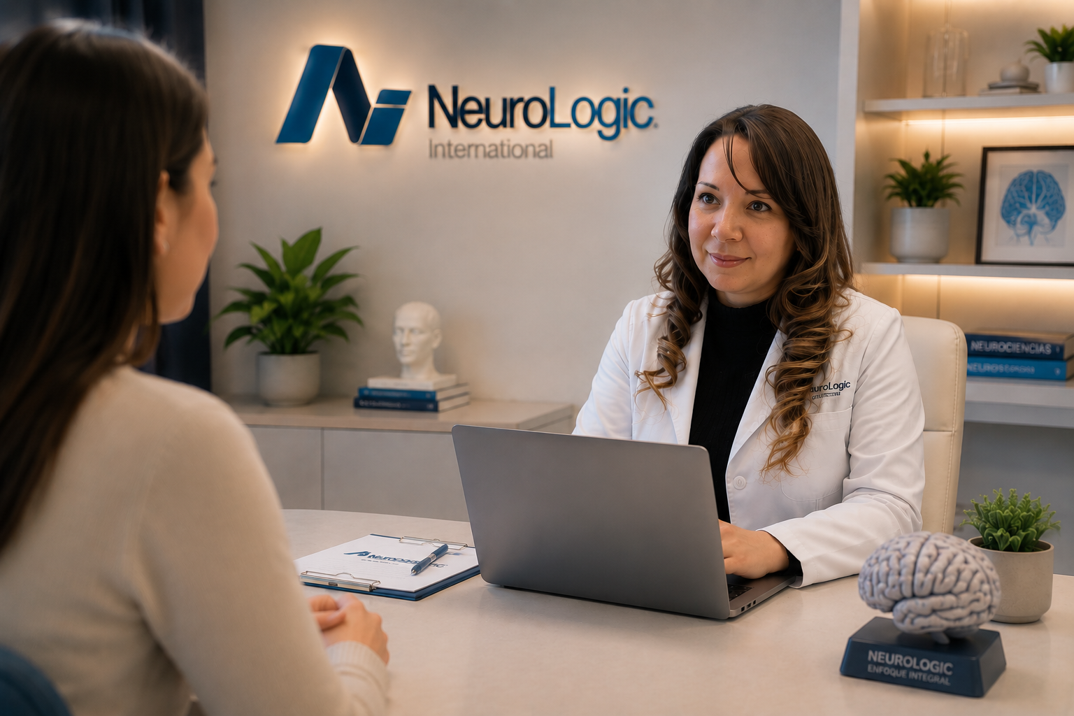 Doctora de NeuroLogic en consulta con paciente