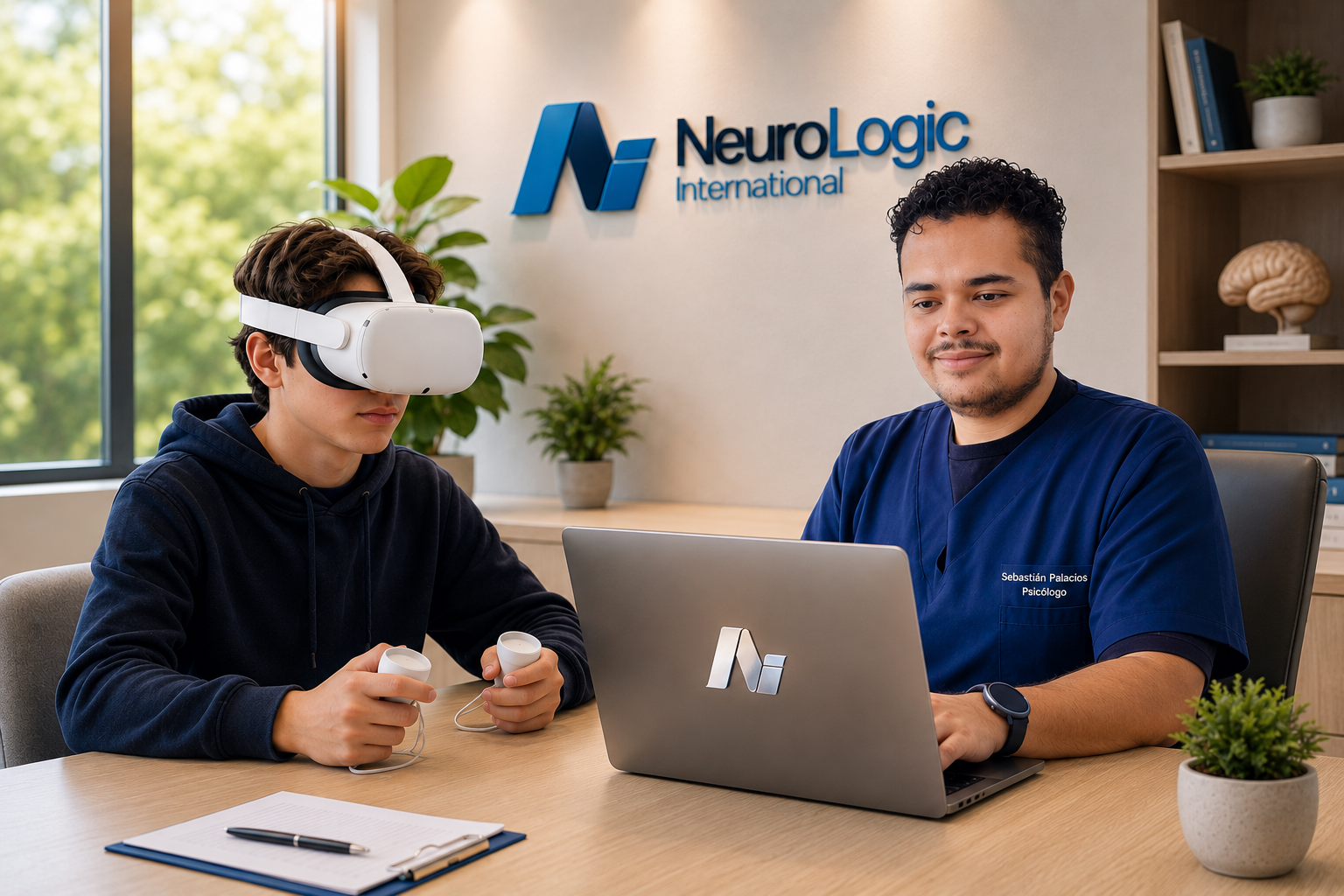 Paciente joven en valoración con realidad virtual